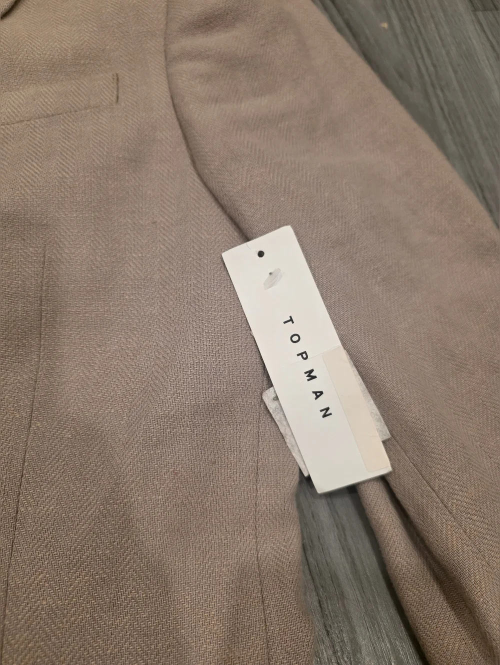 TOPMAN Men's Skinny Blazer Cotton Linen Jacket Stone 34R NWT $167 - Picture 5 of 16